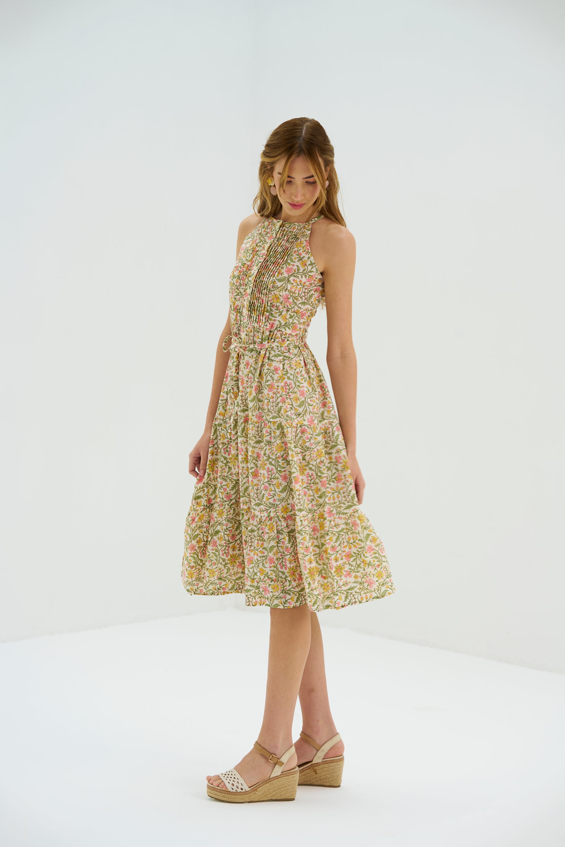 Chloe Midi Dress, women's floral dress, left side