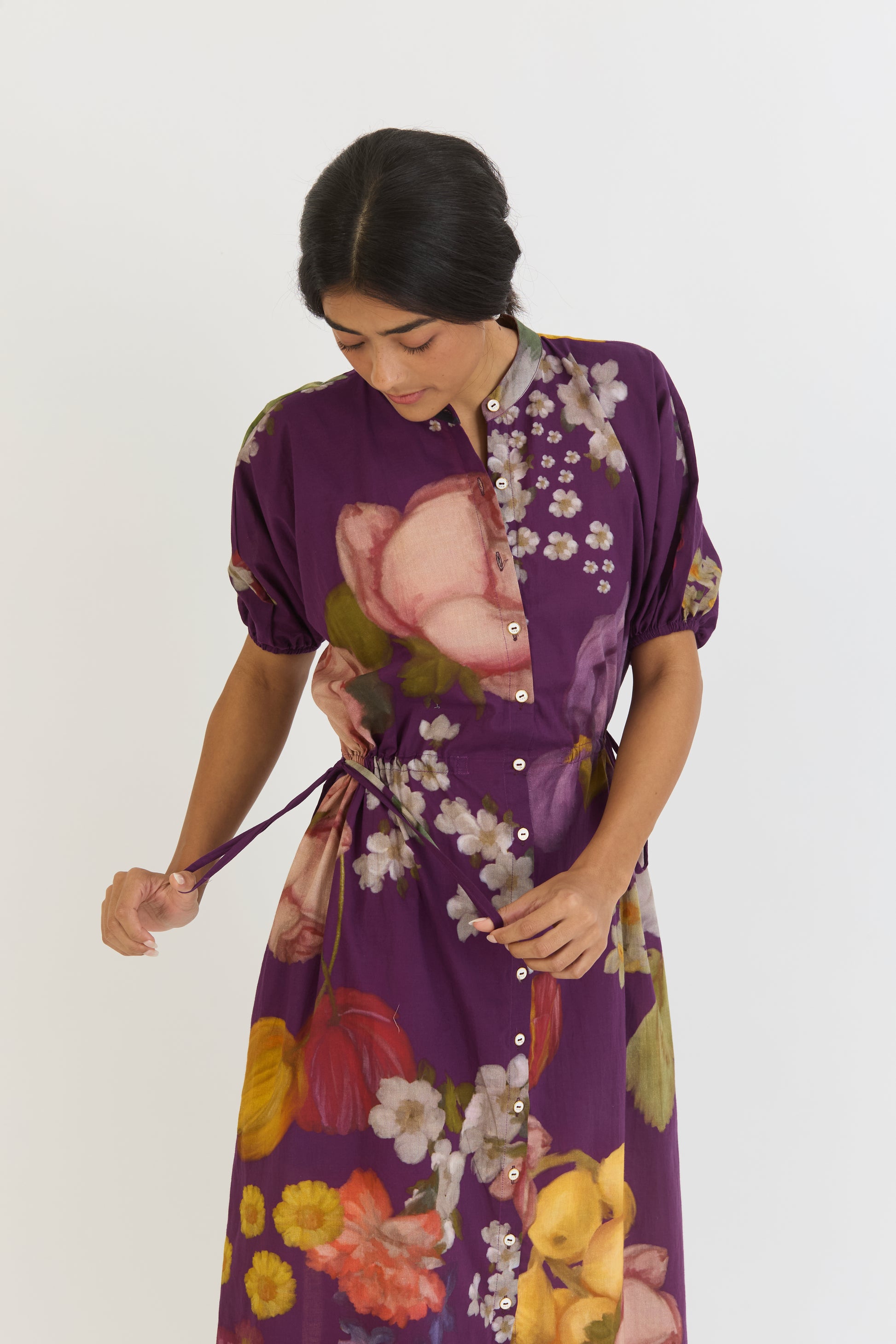 Jamun Side Tie Up Dress, women's floral dress, detail