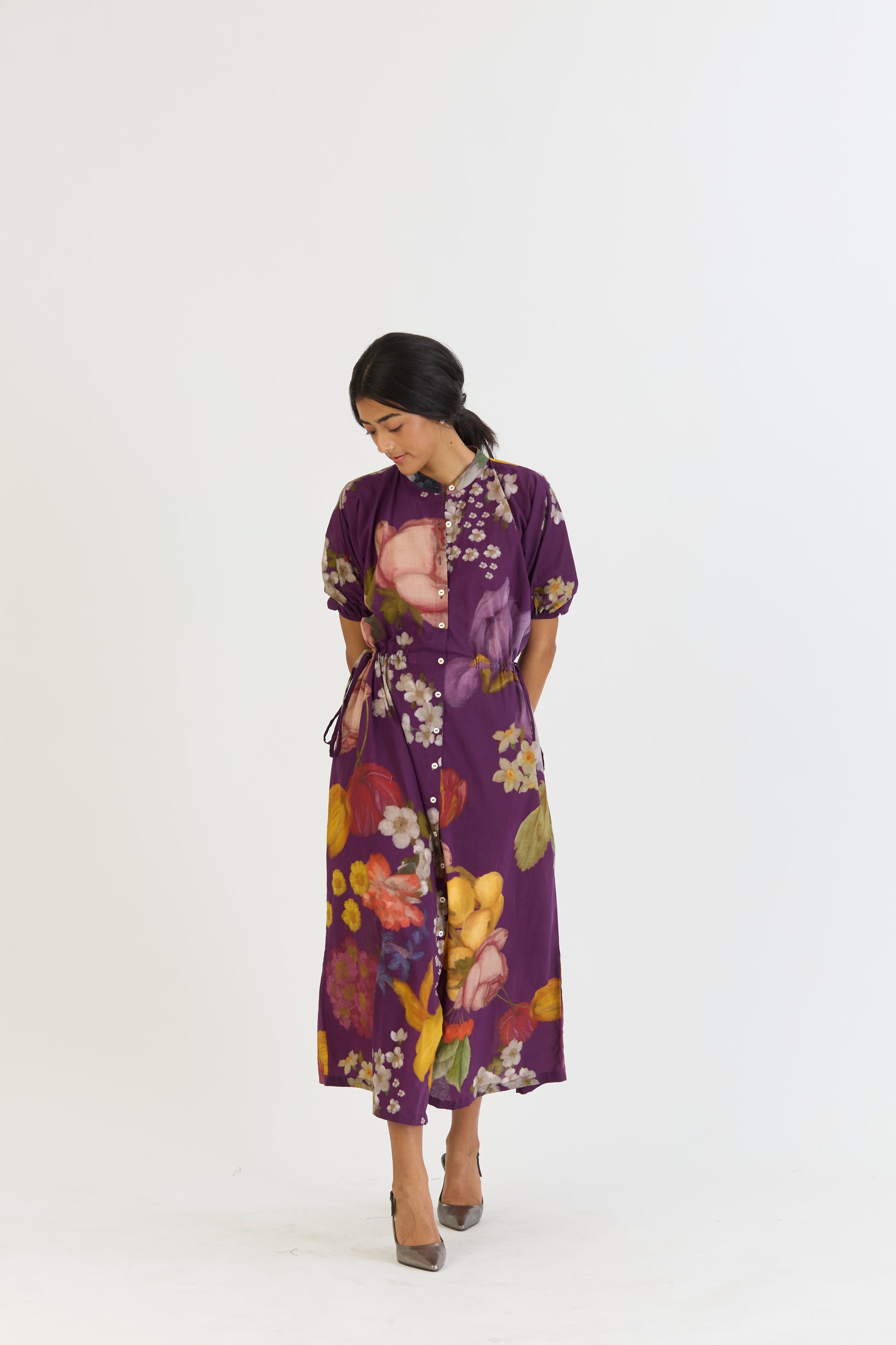 Jamun Side Tie Up Dress, women's floral dress, front