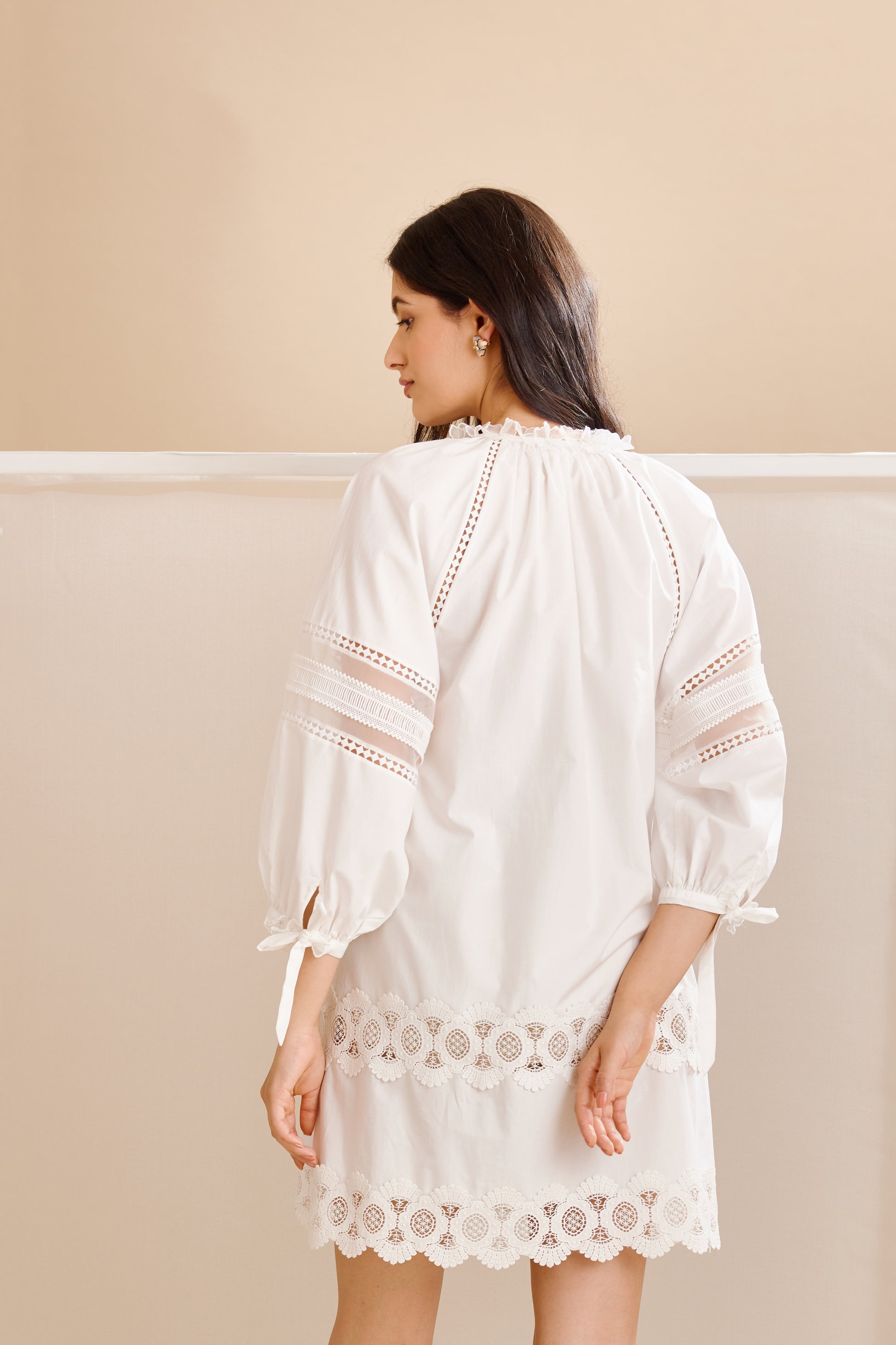 Nysa Tunic Dress, women's white summer dress,back full