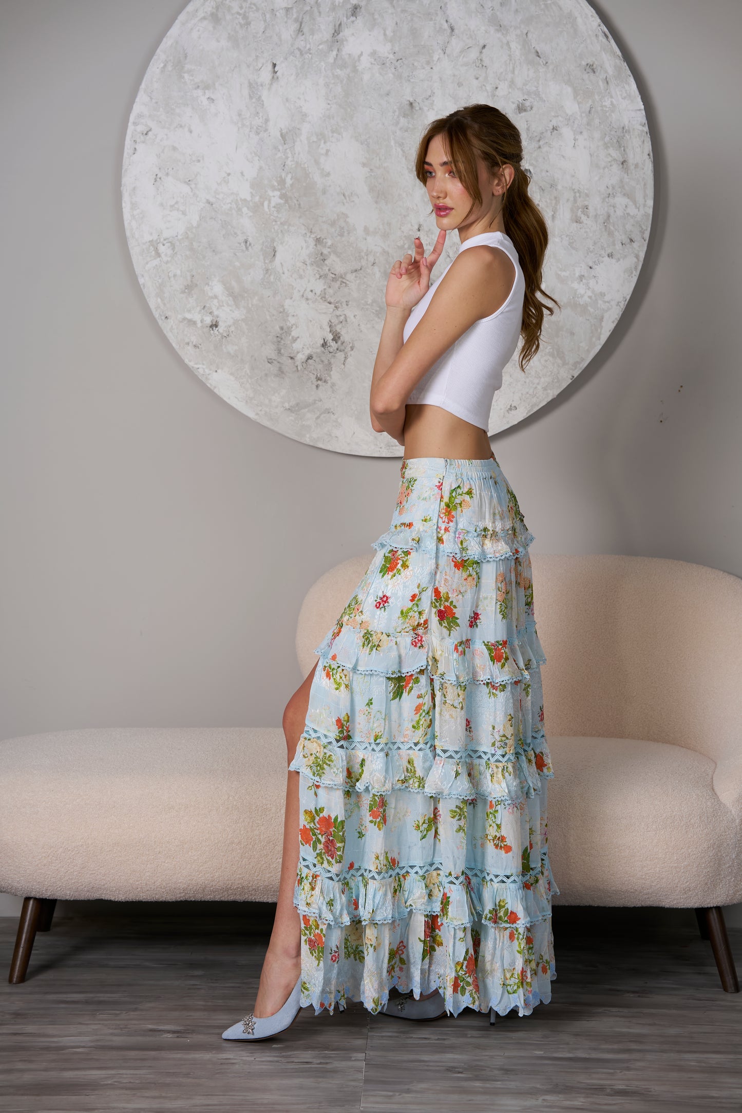 Ocean Long Skirt, maxi skirt, resort wear, side full