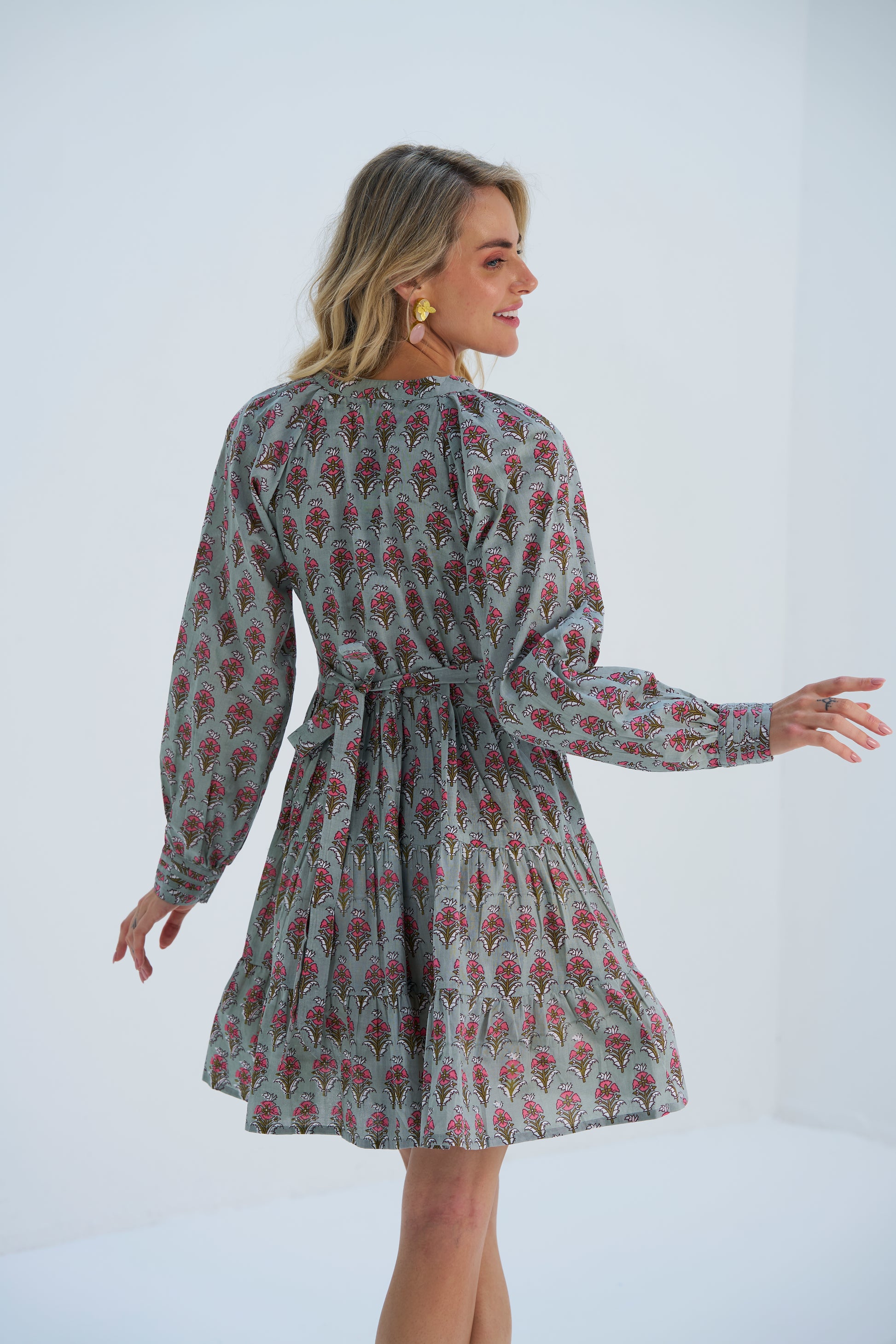 Petunia Flutter Tunic Dress, womens mini dress, back close up