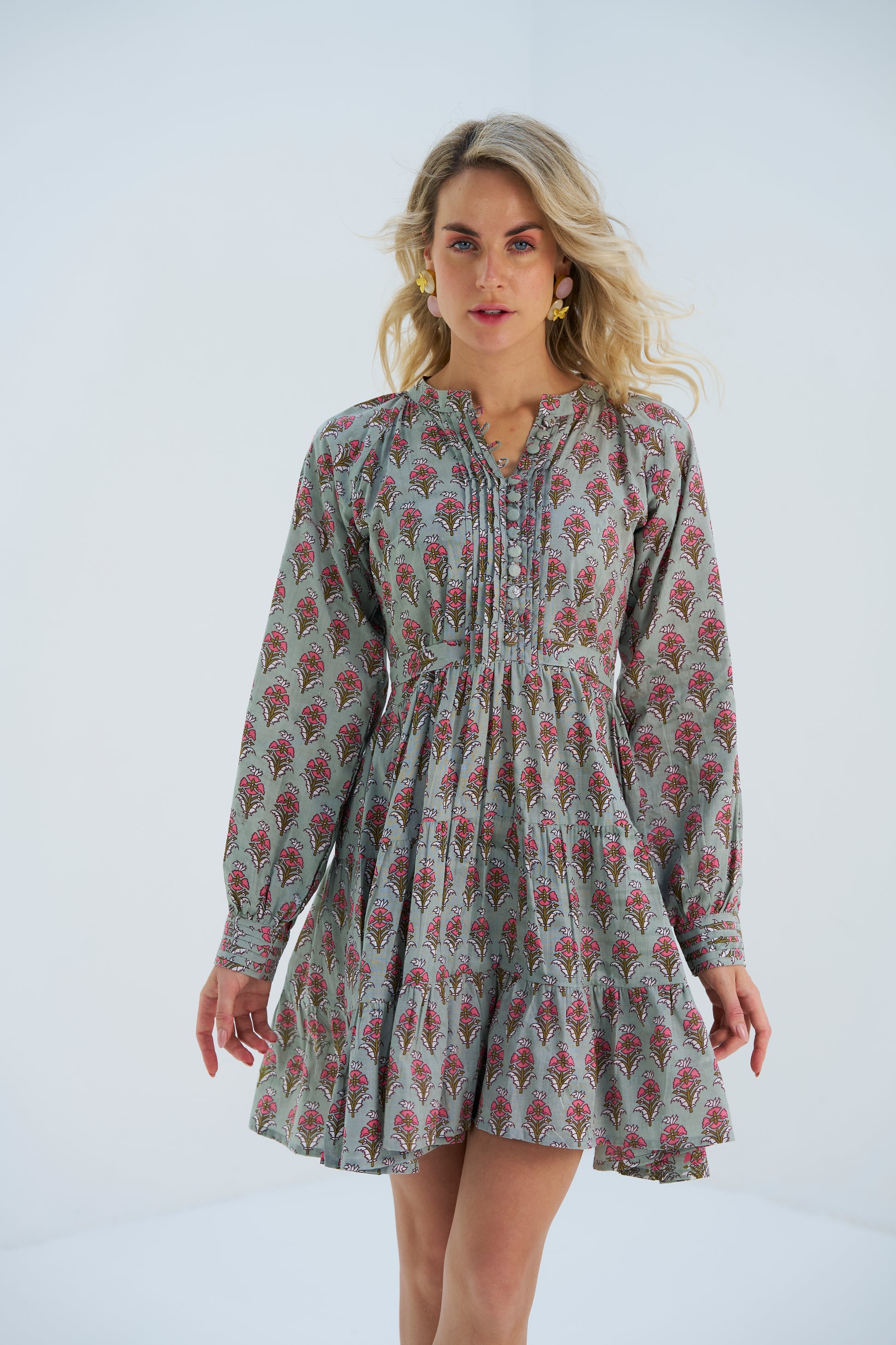 Petunia Flutter Tunic Dress, womens mini dress, front close up