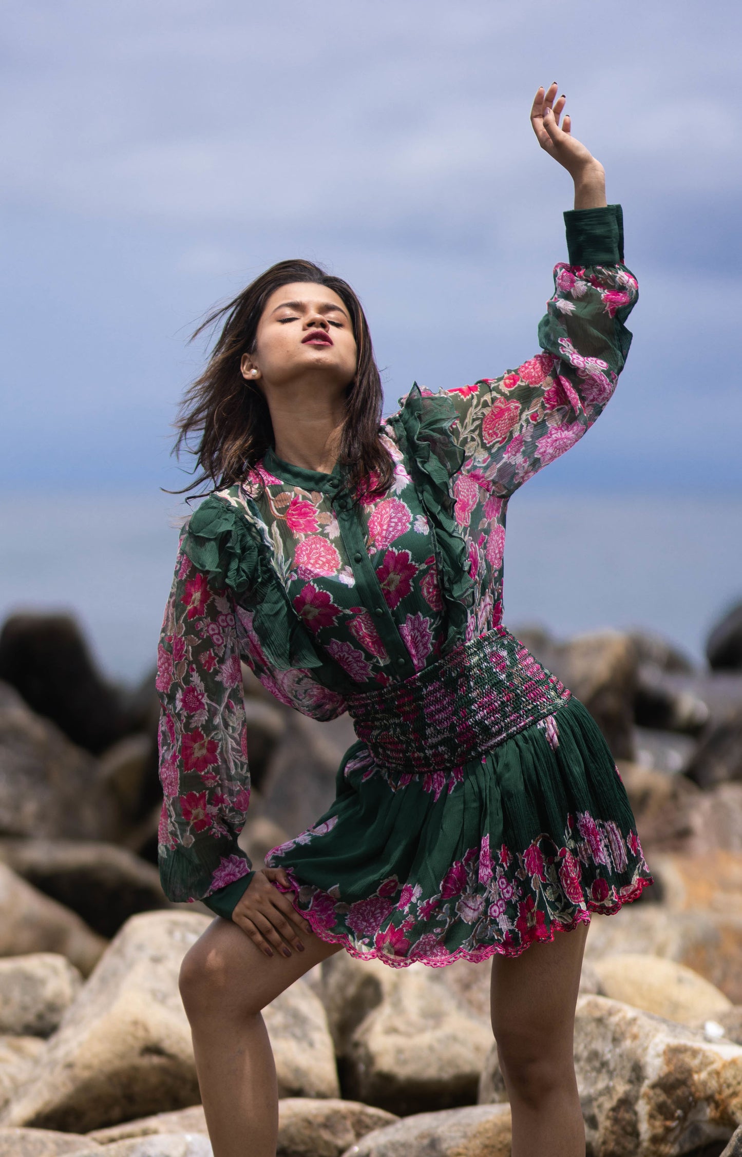 Pink Peony Shirt, blouse, front 