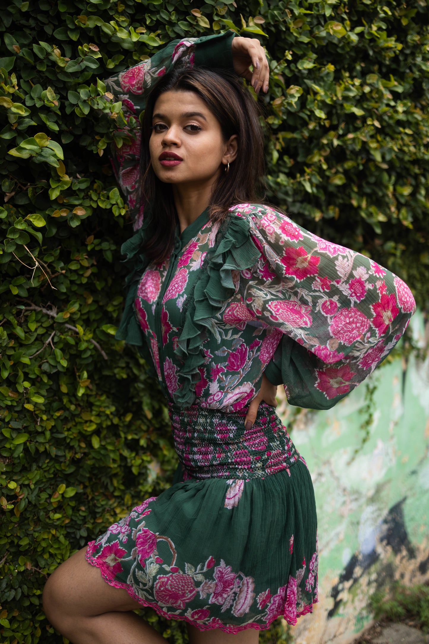 Pink Peony Shirt, blouse, left side