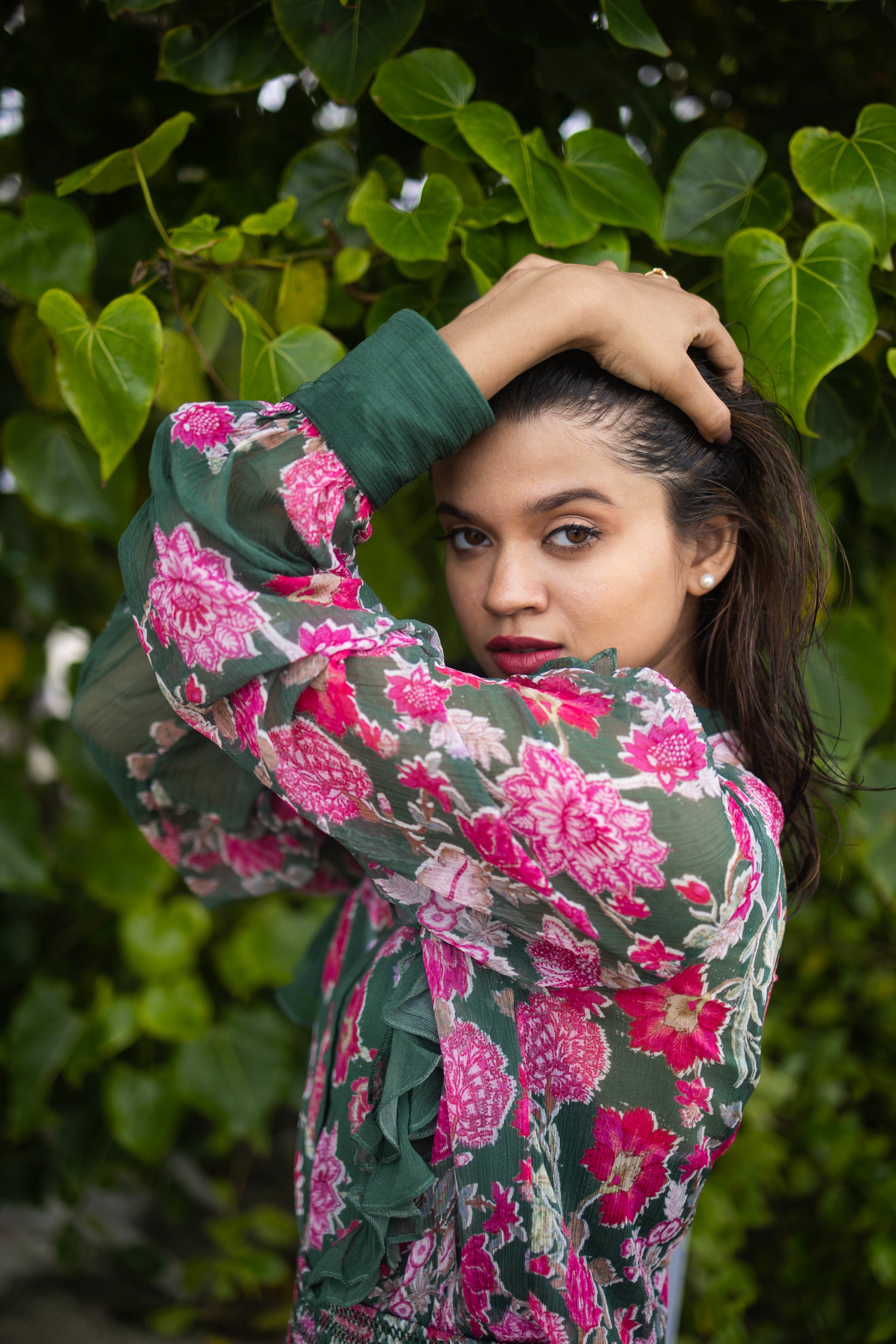 Pink Peony Shirt, blouse, left details