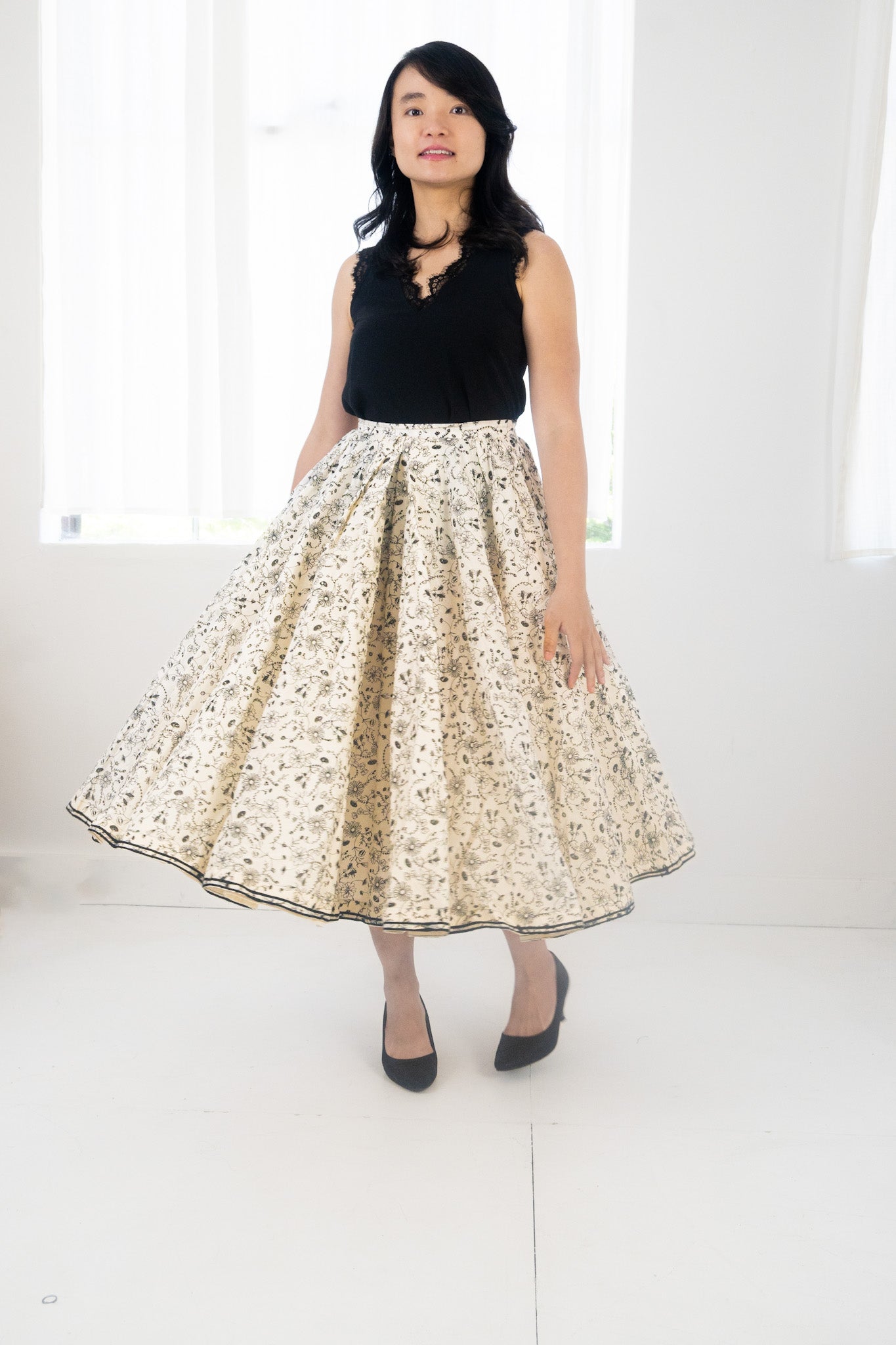 The Flared Skirt, Silk skirt, front